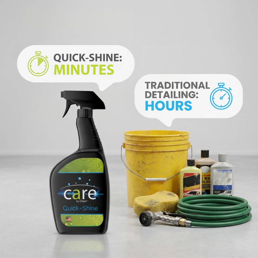 Cilajet used with microfiber pad showing quick buffing for streak-free shine