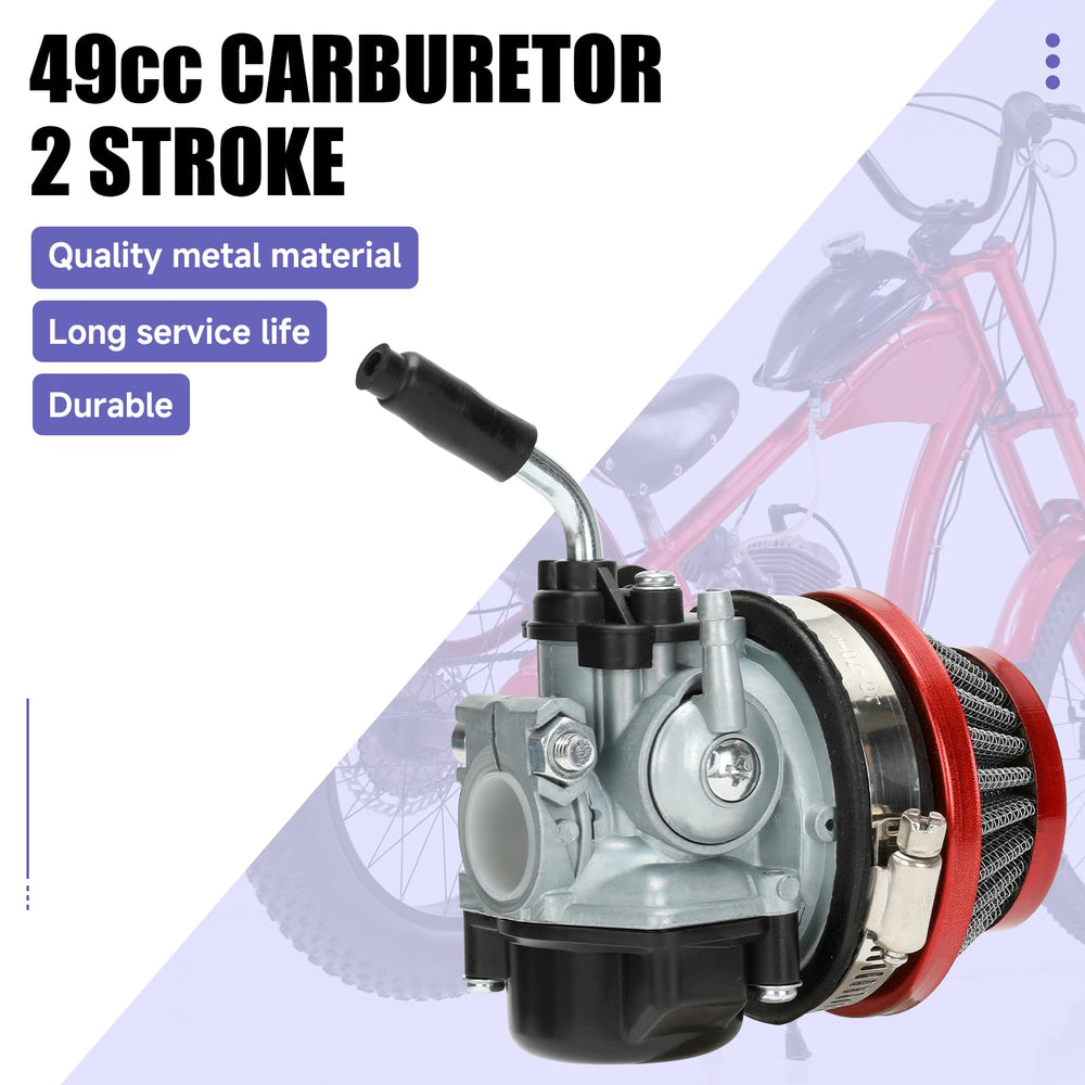 CILOYU carburetor mounted on a motorized bike engine demonstrating fitment ease