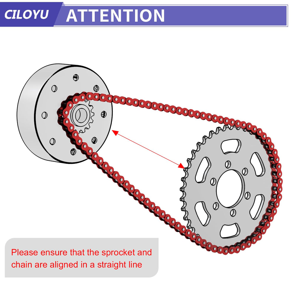 CILOYU closeup of roller and pitch for smoother sprocket engagement