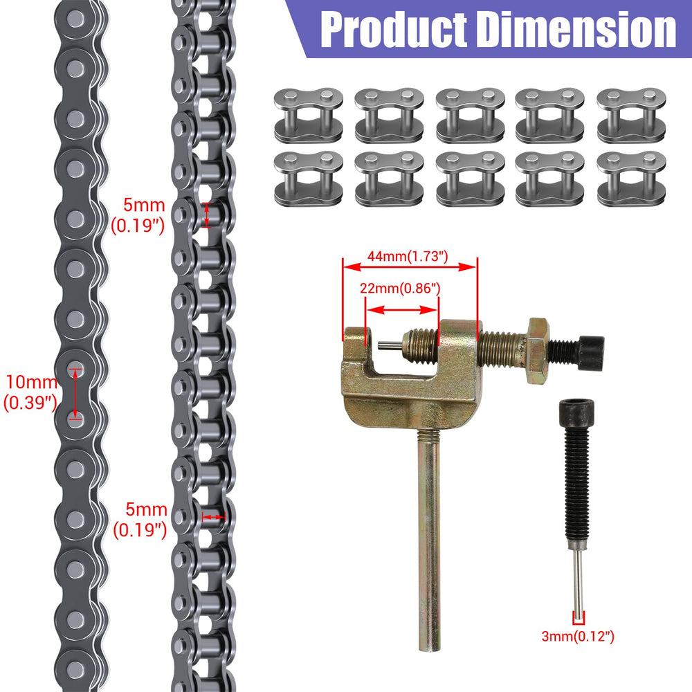 CILOYU chain next to ruler showing 140 links length for accurate measurement