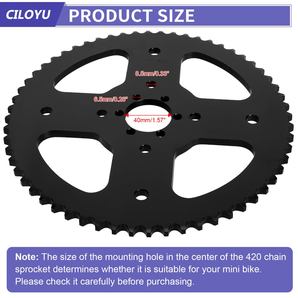 CILOYU visual gear comparison illustrating more torque with the 60T sprocket