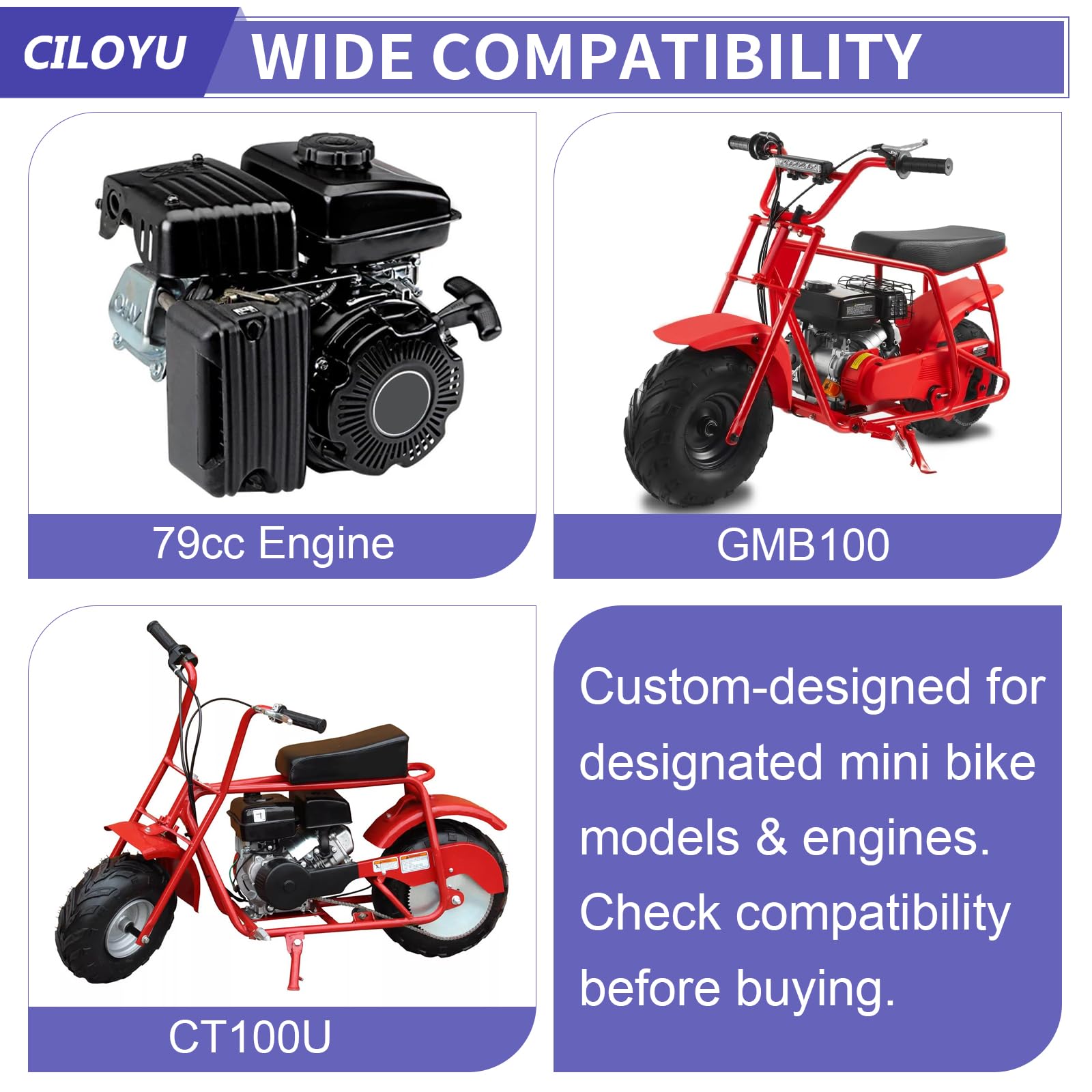 CILOYU exhaust routed away from seat showing reduced rider leg heat risk