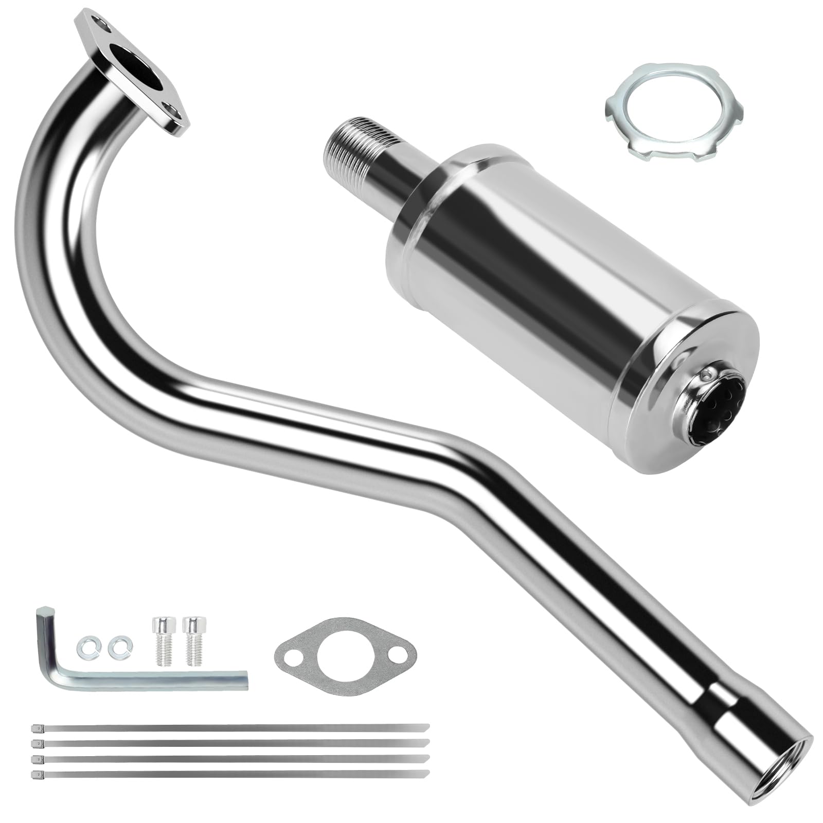 CILOYU front view of GMB100 package showing full exhaust and muffler benefit: durable replacement