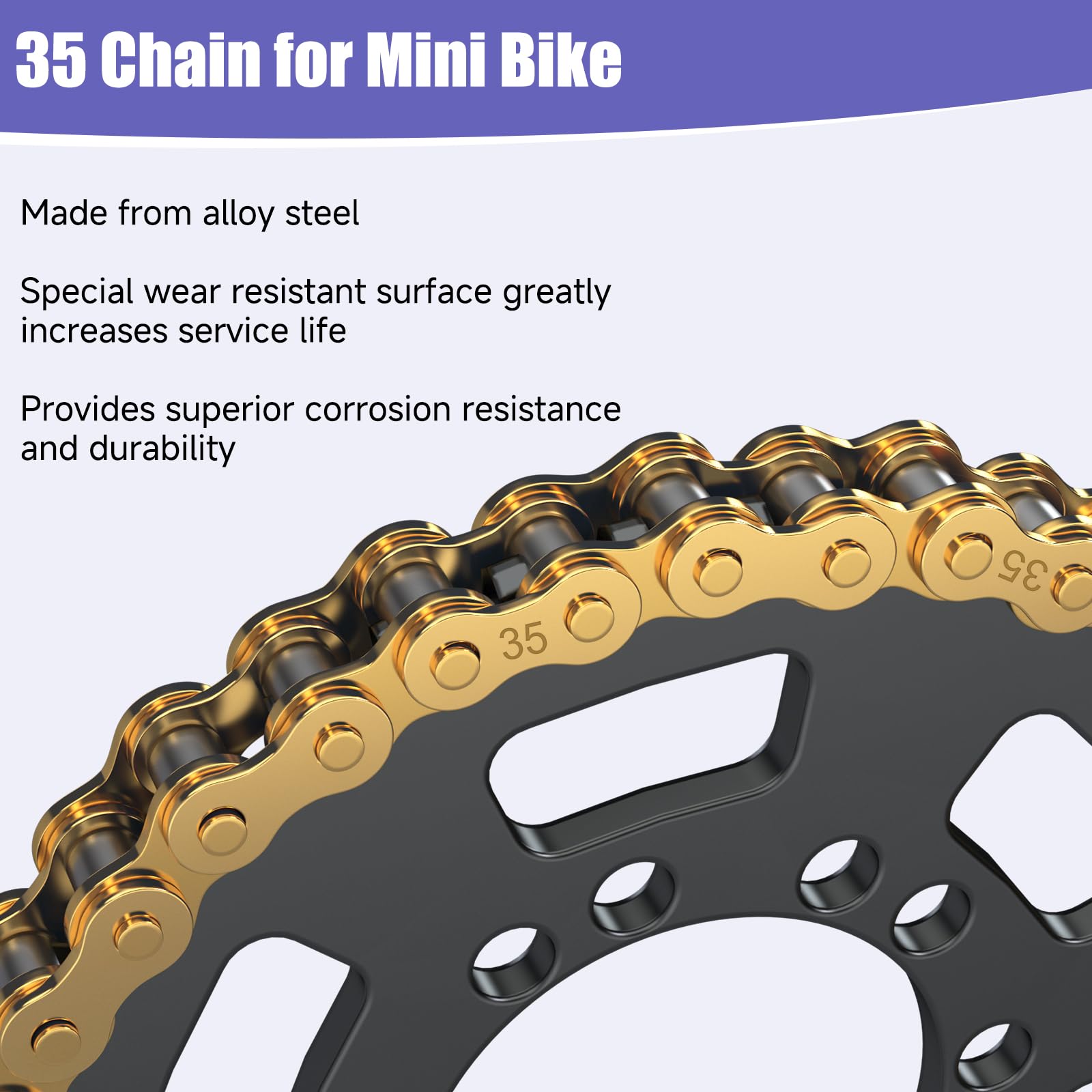 CILOYU gold 35 master links layout displaying spare connectors for repairs