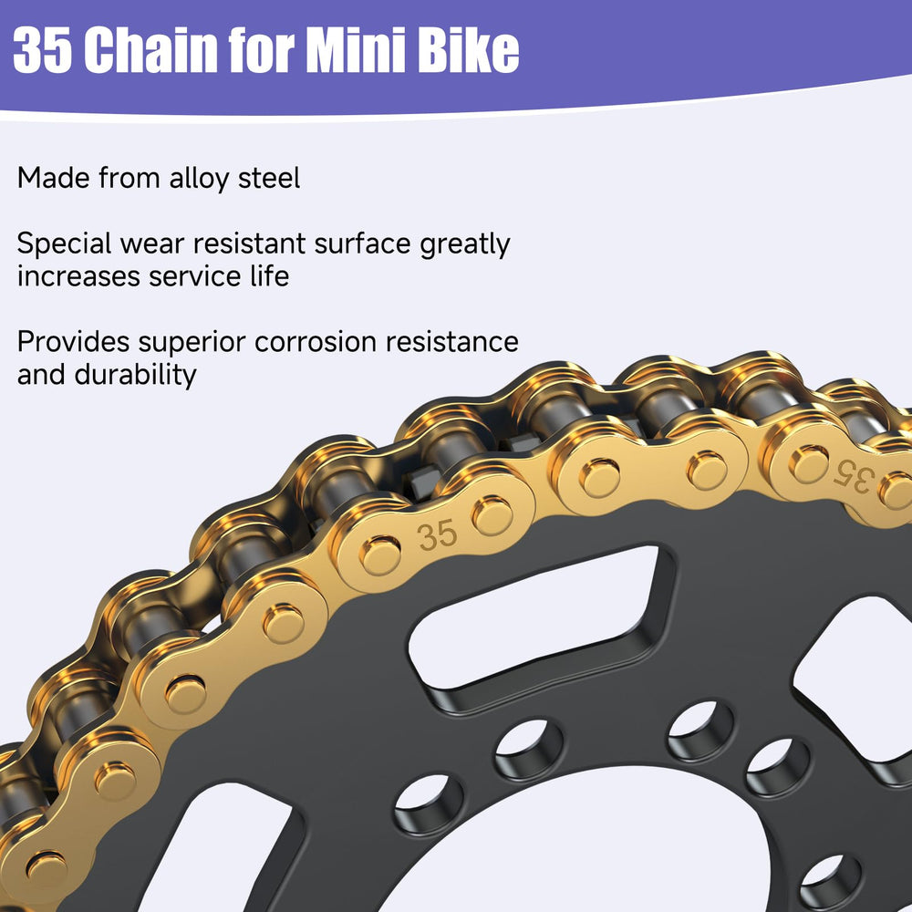 CILOYU gold 35 master links layout displaying spare connectors for repairs