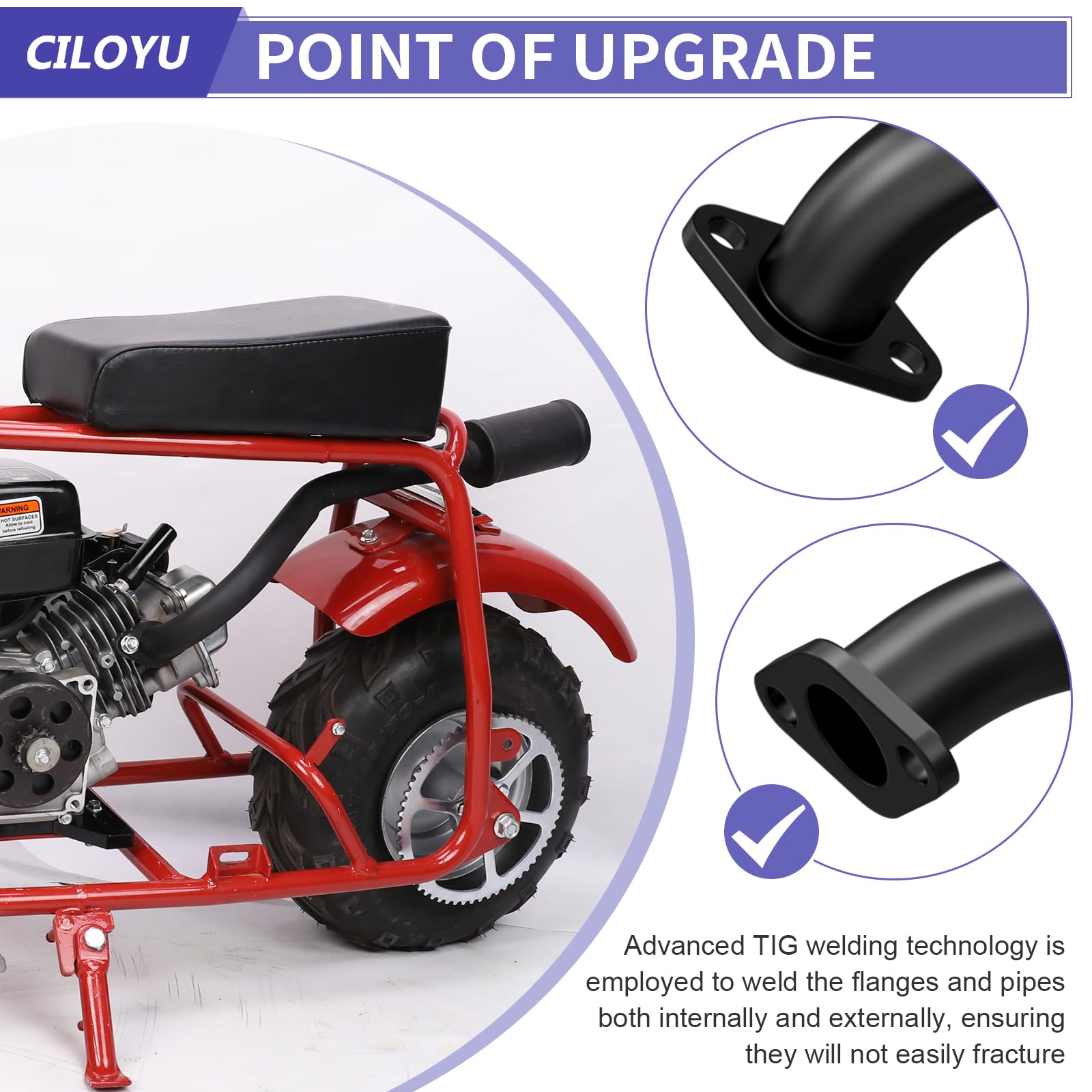 CILOYU side profile mounted on mini bike frame demonstrating proper fitment