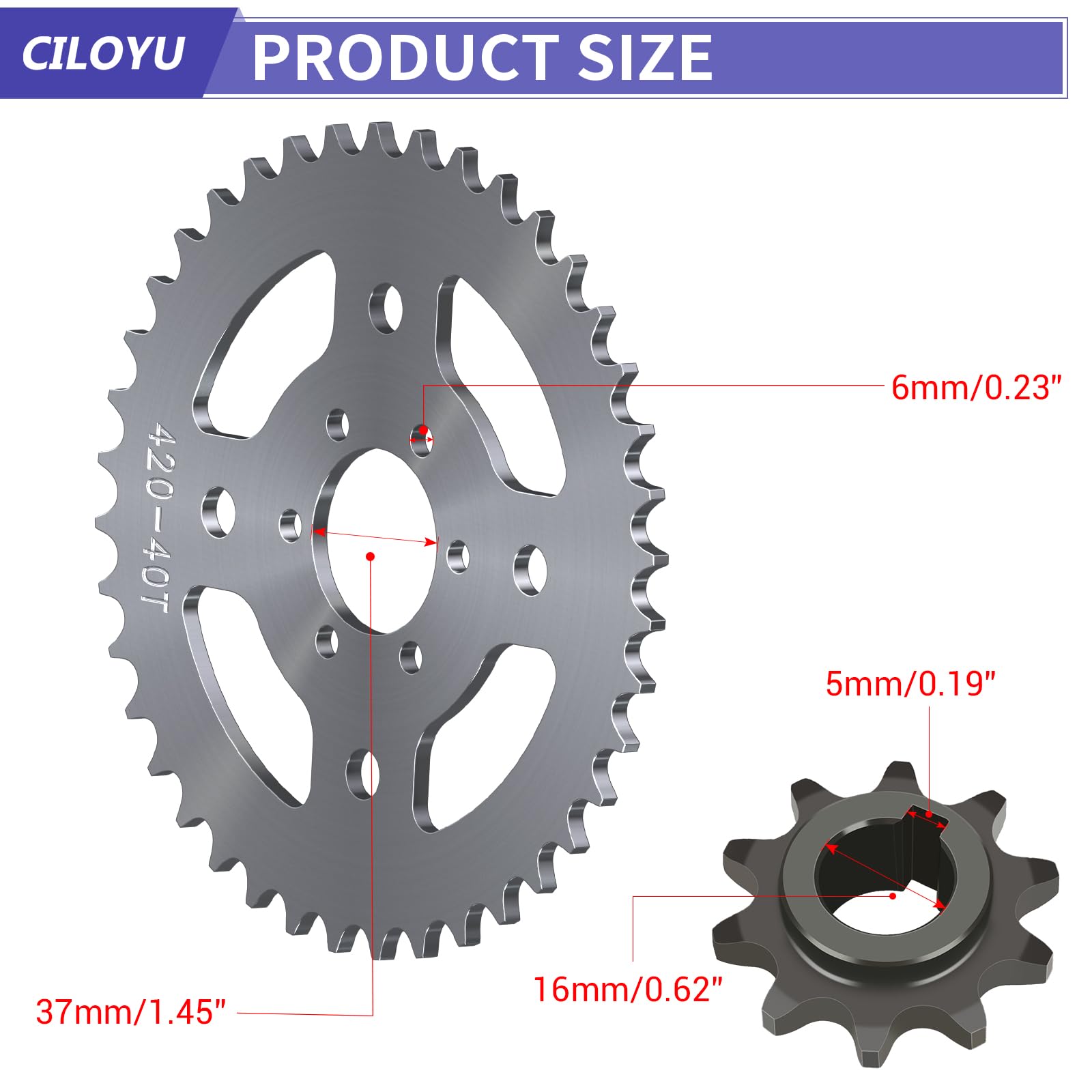 CILOYU close-up of sprocket teeth improving smooth chain engagement