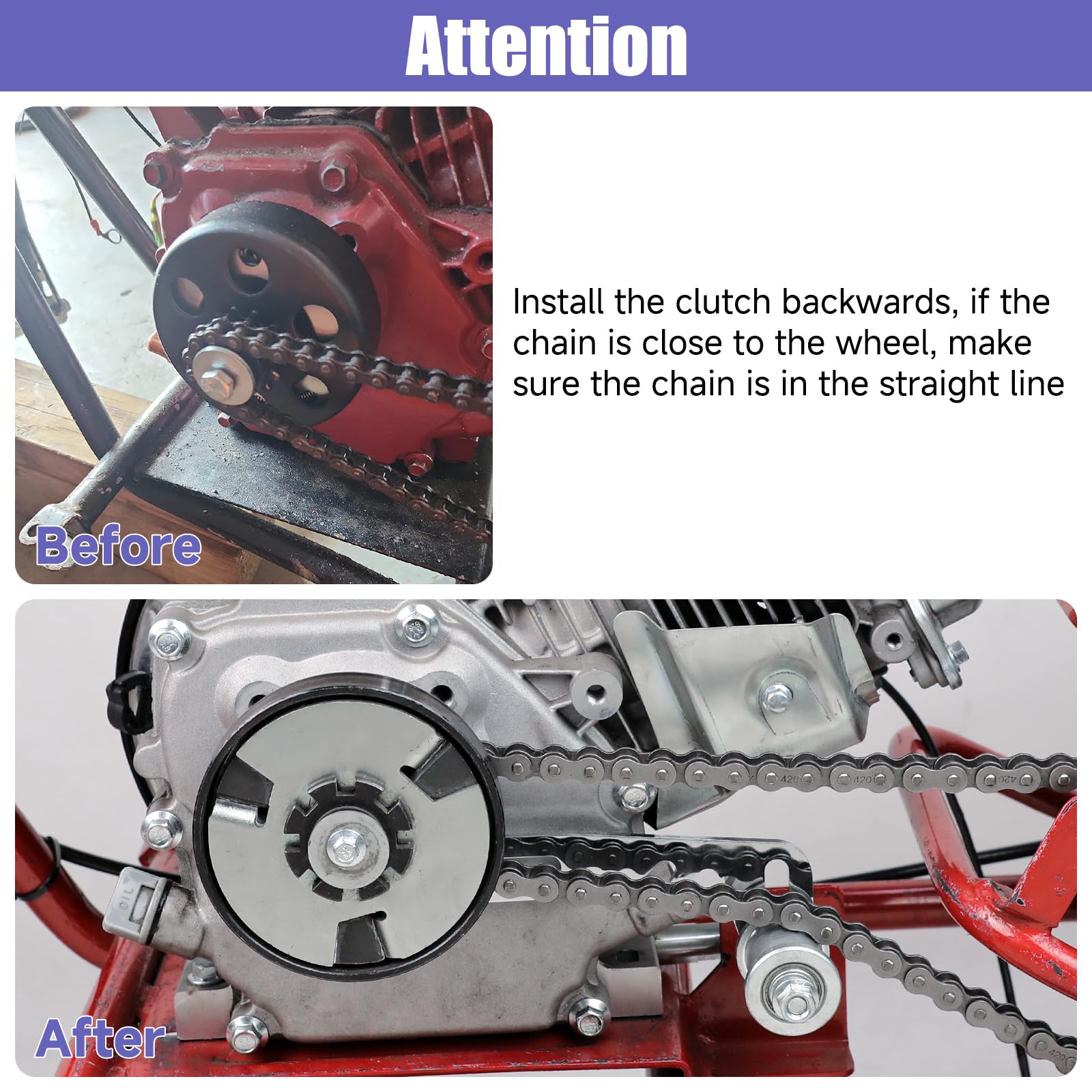 CILOYU tensioner mounted on mini bike demonstrating reduced chain slippage and stable drivetrain