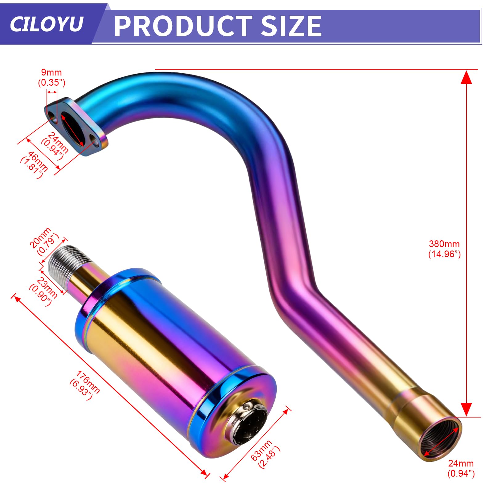 CILOYU pipe bend profile showing rearward angle to prevent breakage on falls