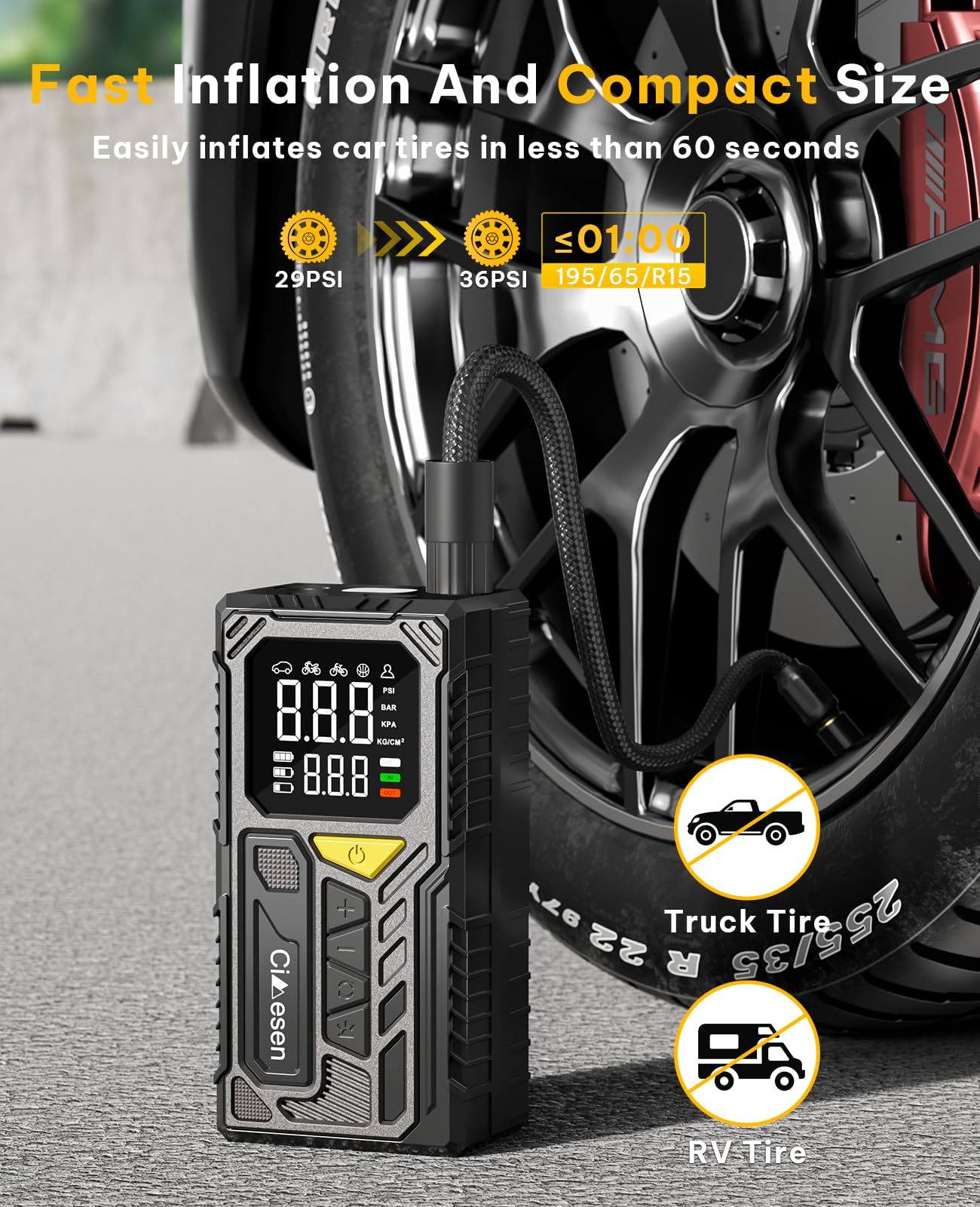 Cimesen compact side profile emphasizing portability and storage benefit