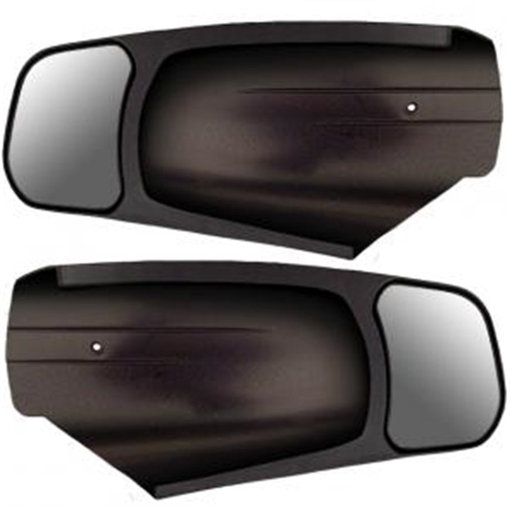 CIPA black towing mirror pair front view showing fit and enhanced visibility