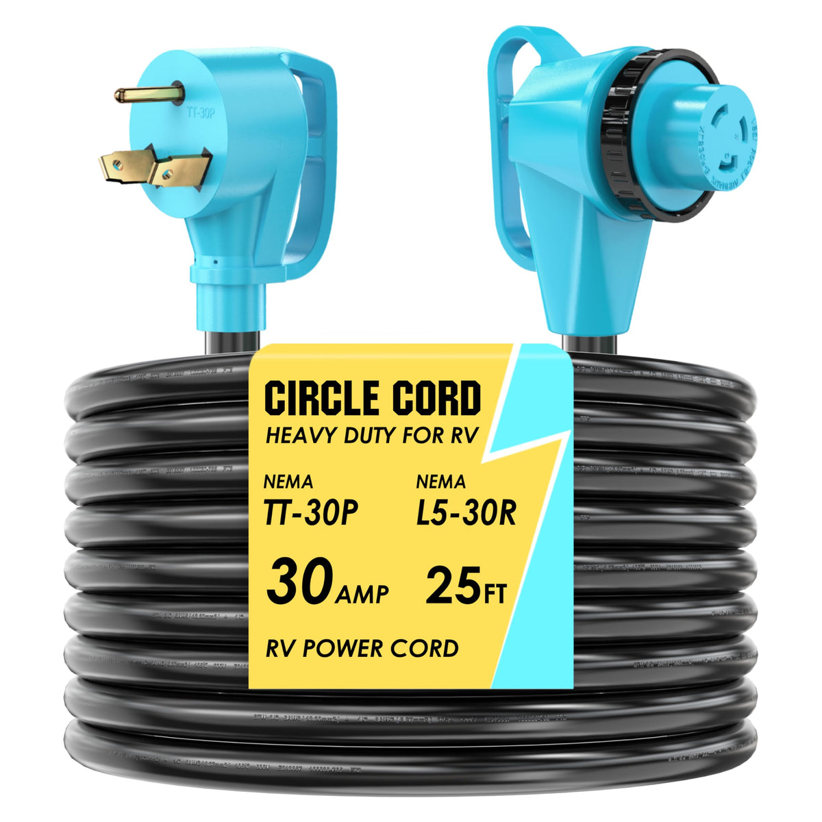 CircleCord front view plugged in showing secure connection and durability