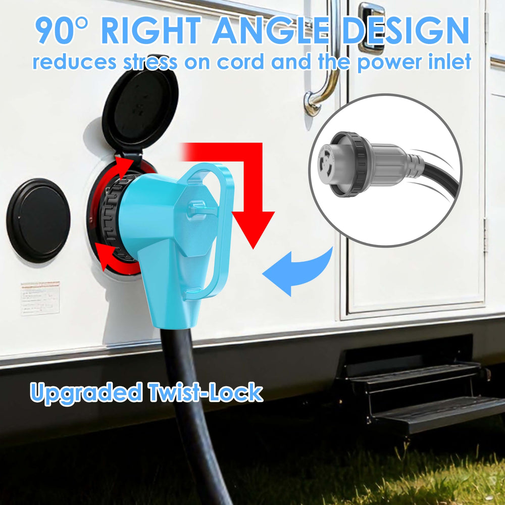 CircleCord twist-lock L5-30R detail showing weatherproof threaded ring