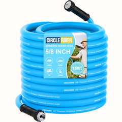 CircleRiver front view of 150ft hose showing full length and branding, durable and safe