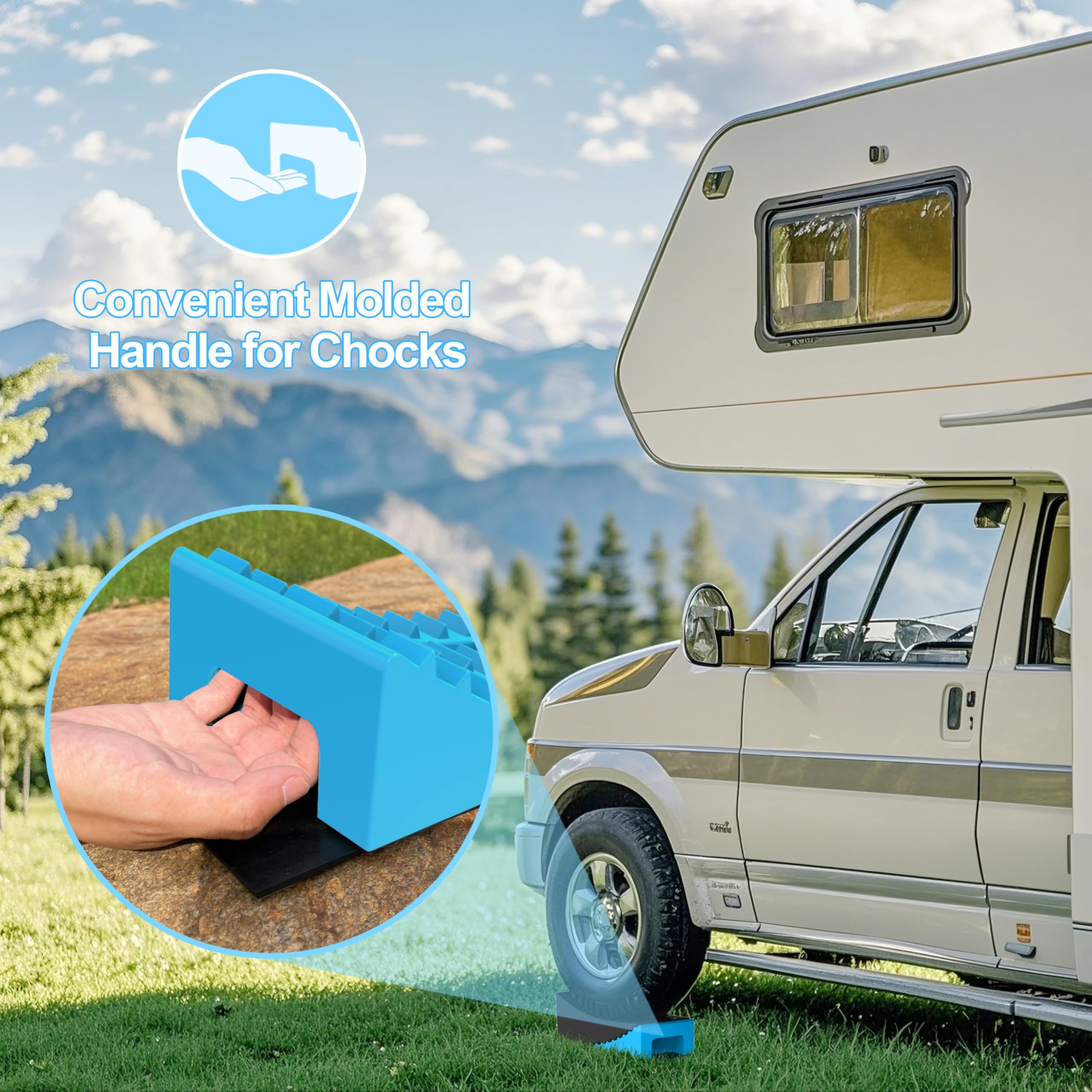 CircleRoad levelers under RV at campsite illustrating easy setup and stability