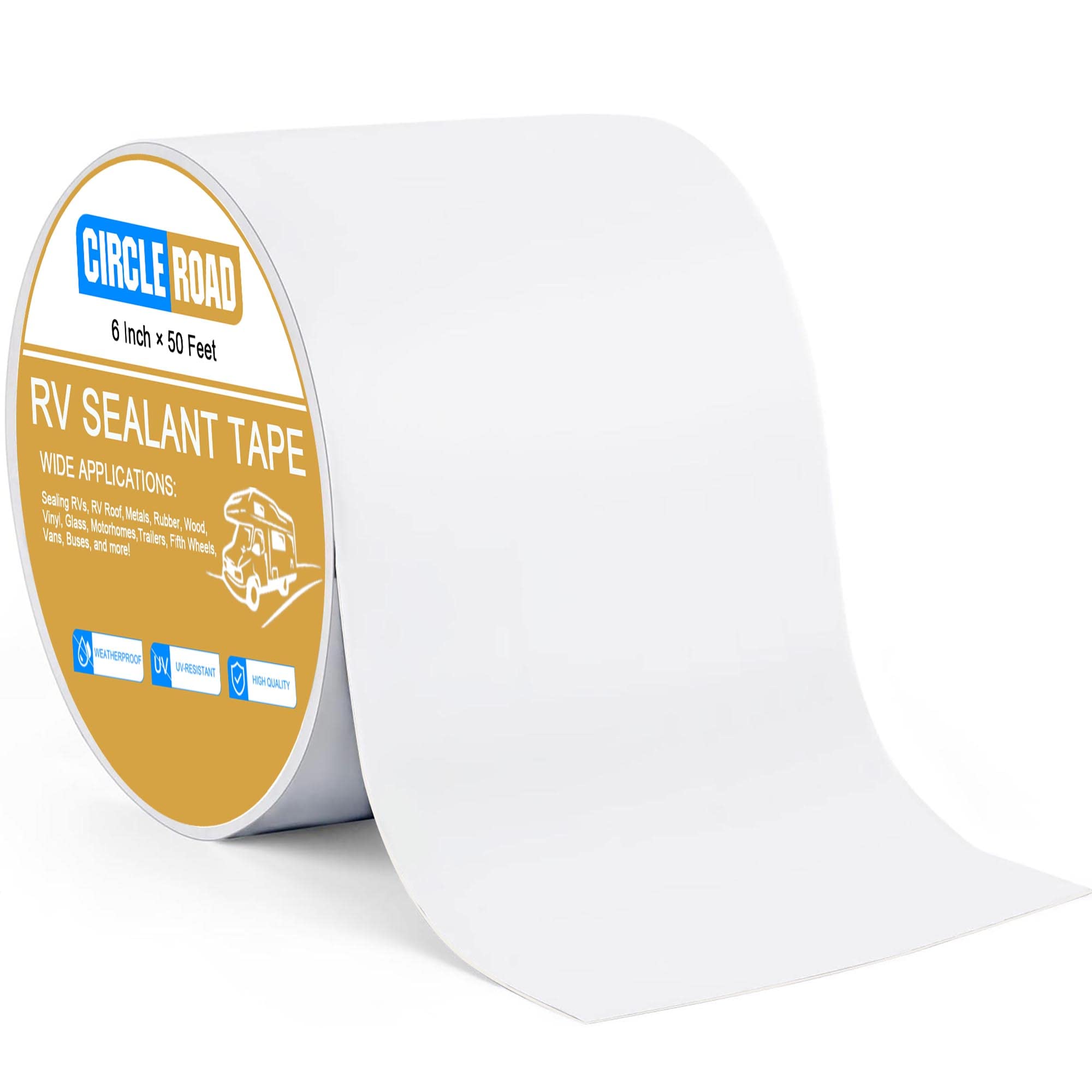 CircleRoad roll front view showing white 6-inch tape for quick leak repair