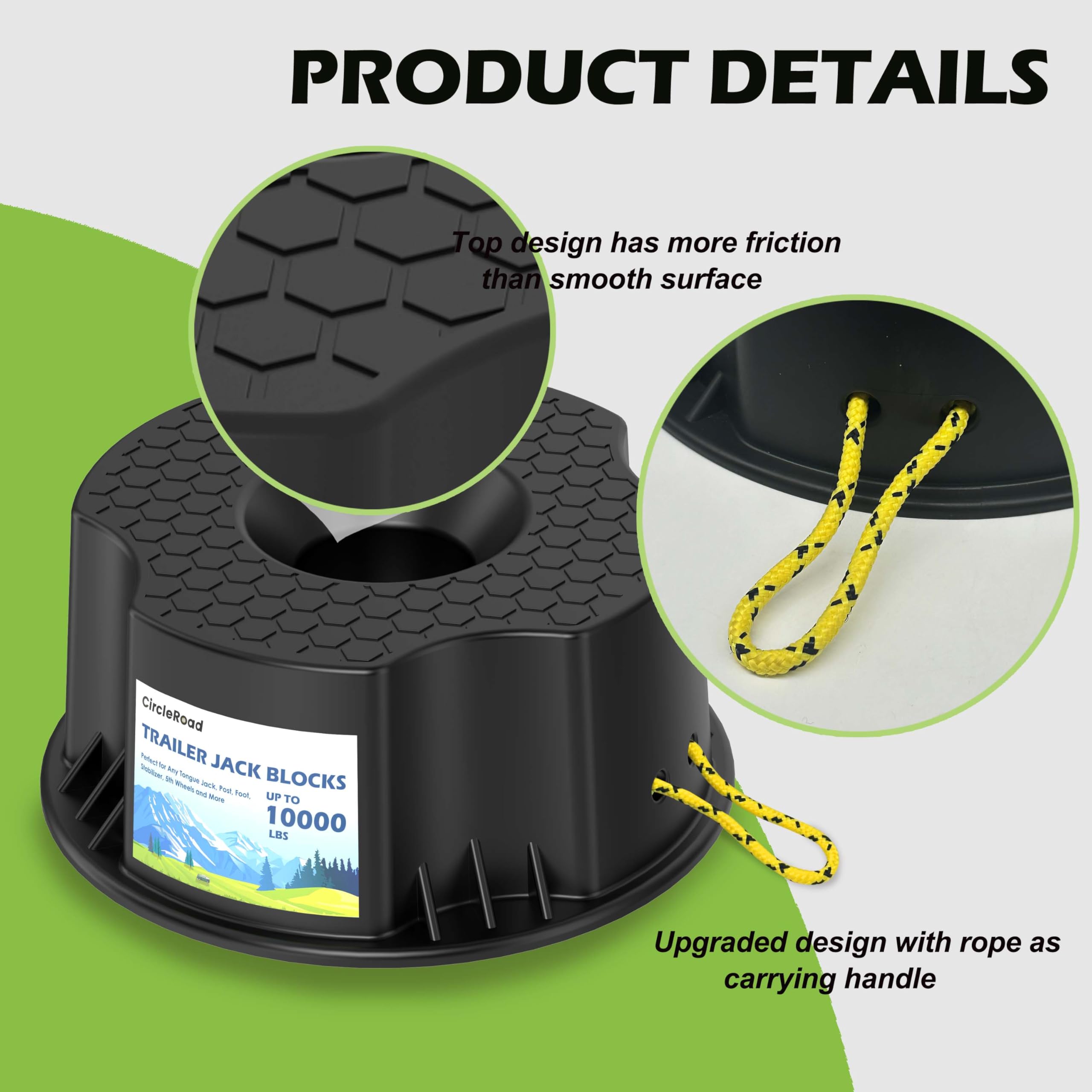 CircleRoad side profile of stacked pads for compact storage and transport