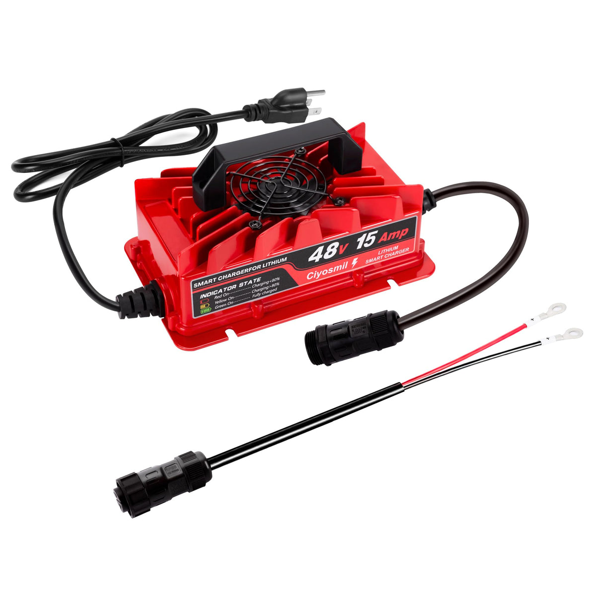 Ciyosmil front view of charger showing controls and durable housing, improves installation clarity