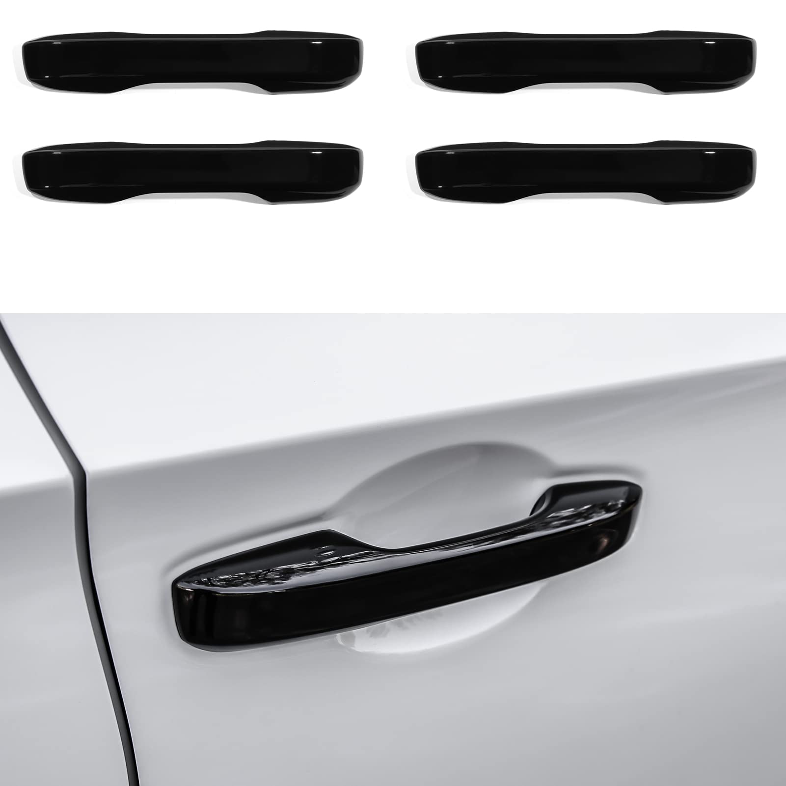 CKE front view of four black snap-on handle covers showing sleek finish and easy upgrade