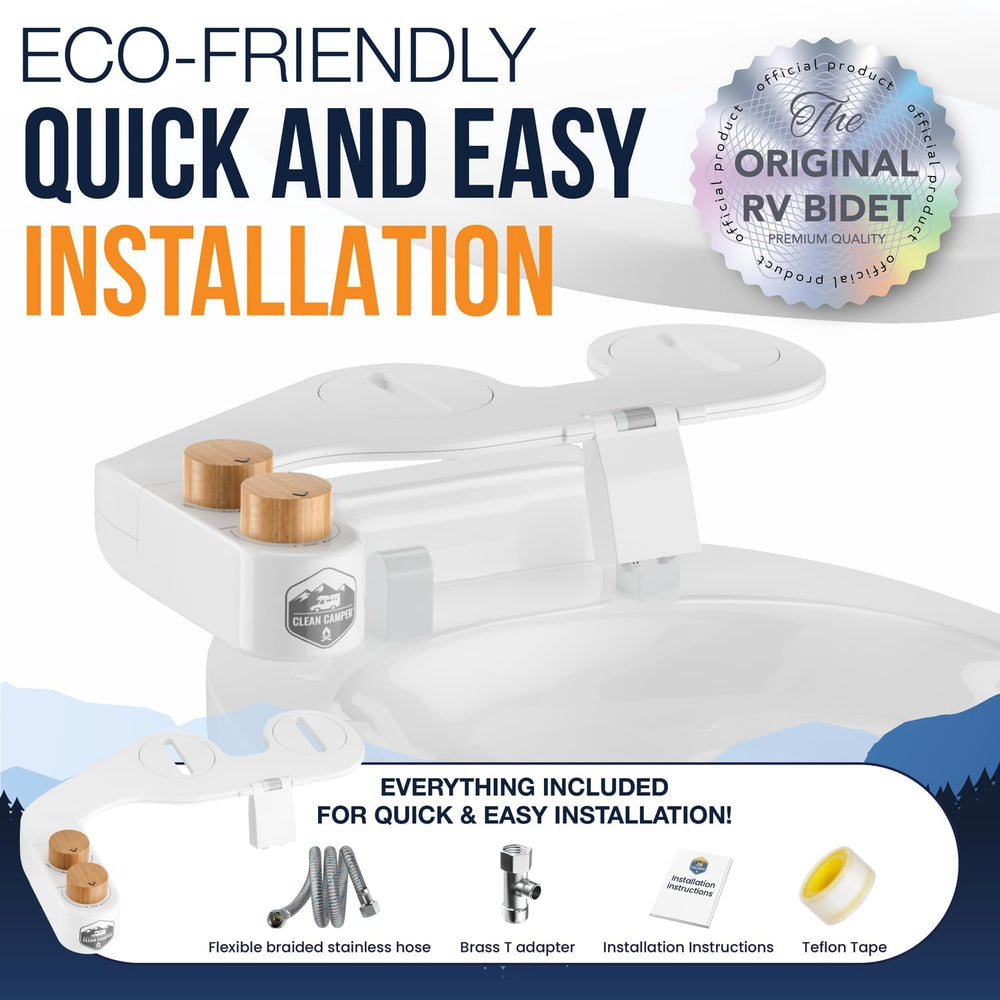 Clean Camper next to toilet showing scale and space-saving benefit