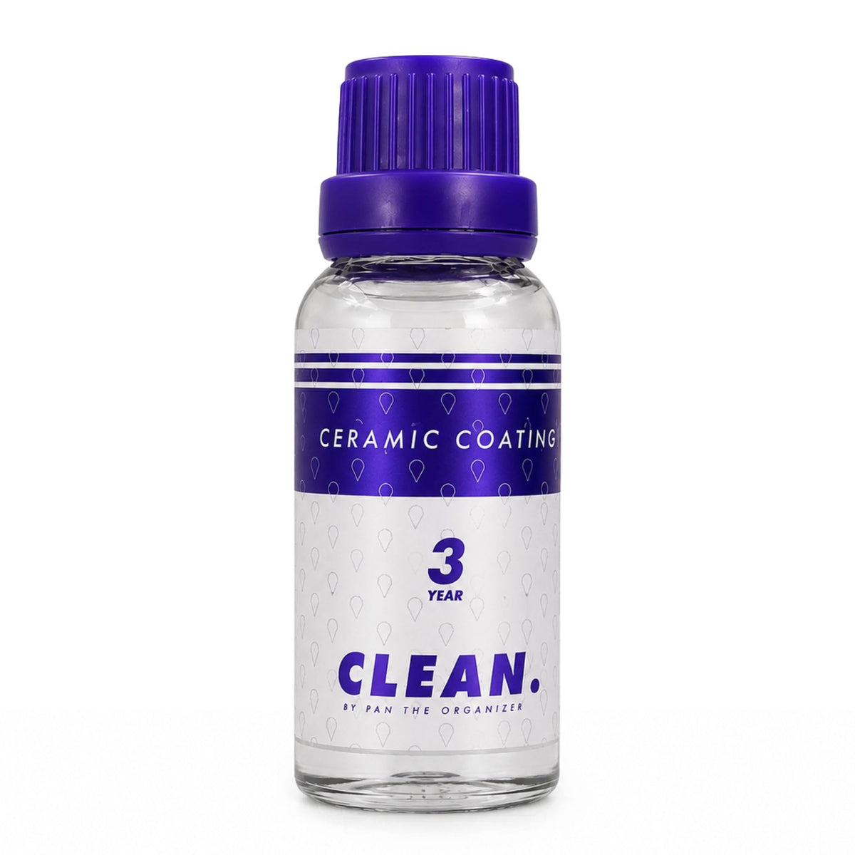 CLEAN. front bottle shot showing compact 30ml packaging and clear benefit