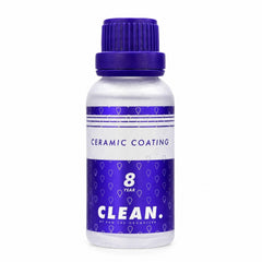CLEAN. bottle front view showing packaging and professional finish benefit