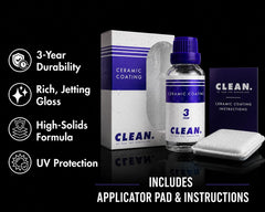 CLEAN. label close-up highlighting product name and safe PFAS-free formula