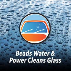 Clean Revolution fluid beading on glass showing improved water shedding and visibility