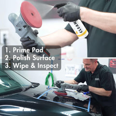 CLEAN. close-up of polish texture demonstrating fine abrasive finish