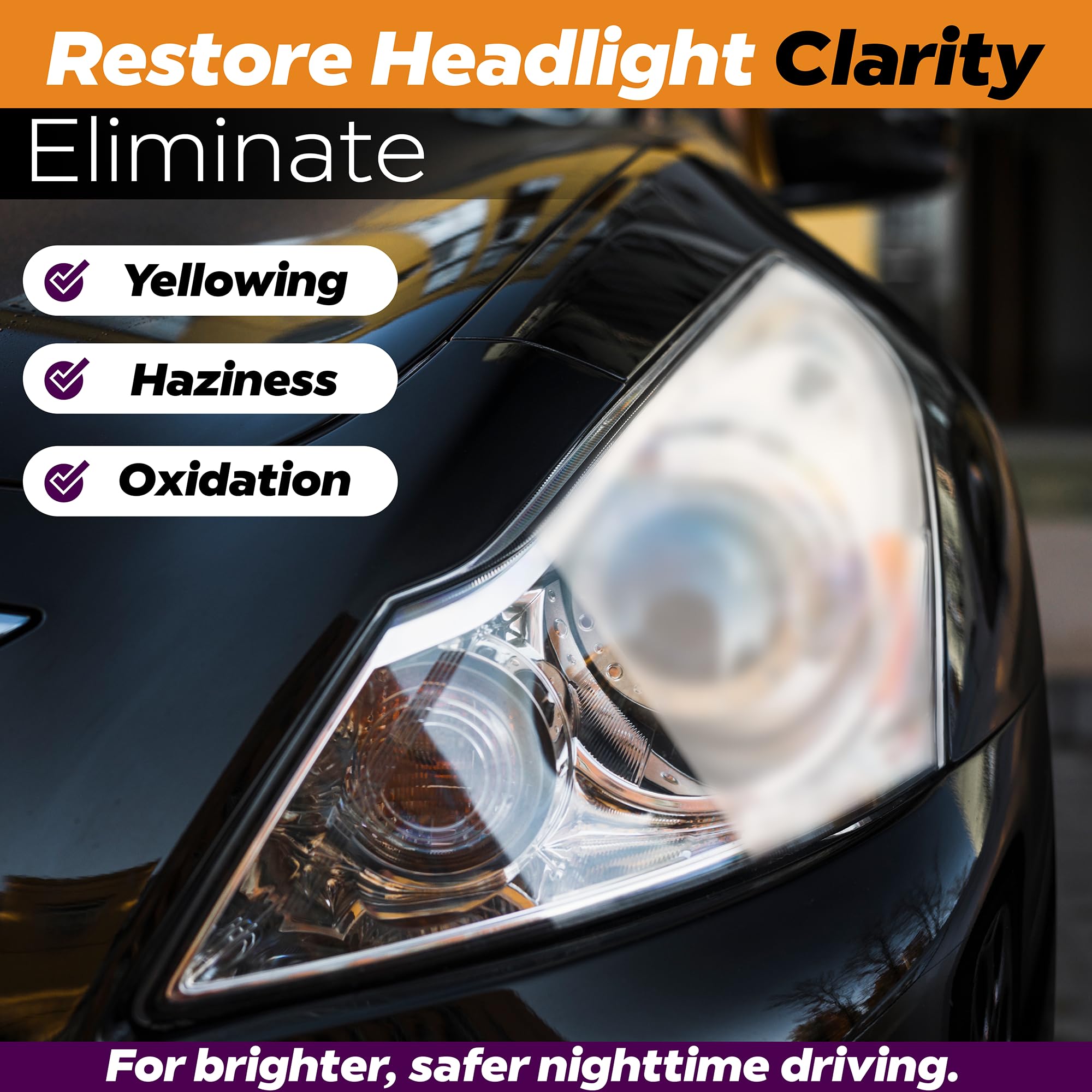 Clear Lights Tech before and after headlight restoration visual improvement