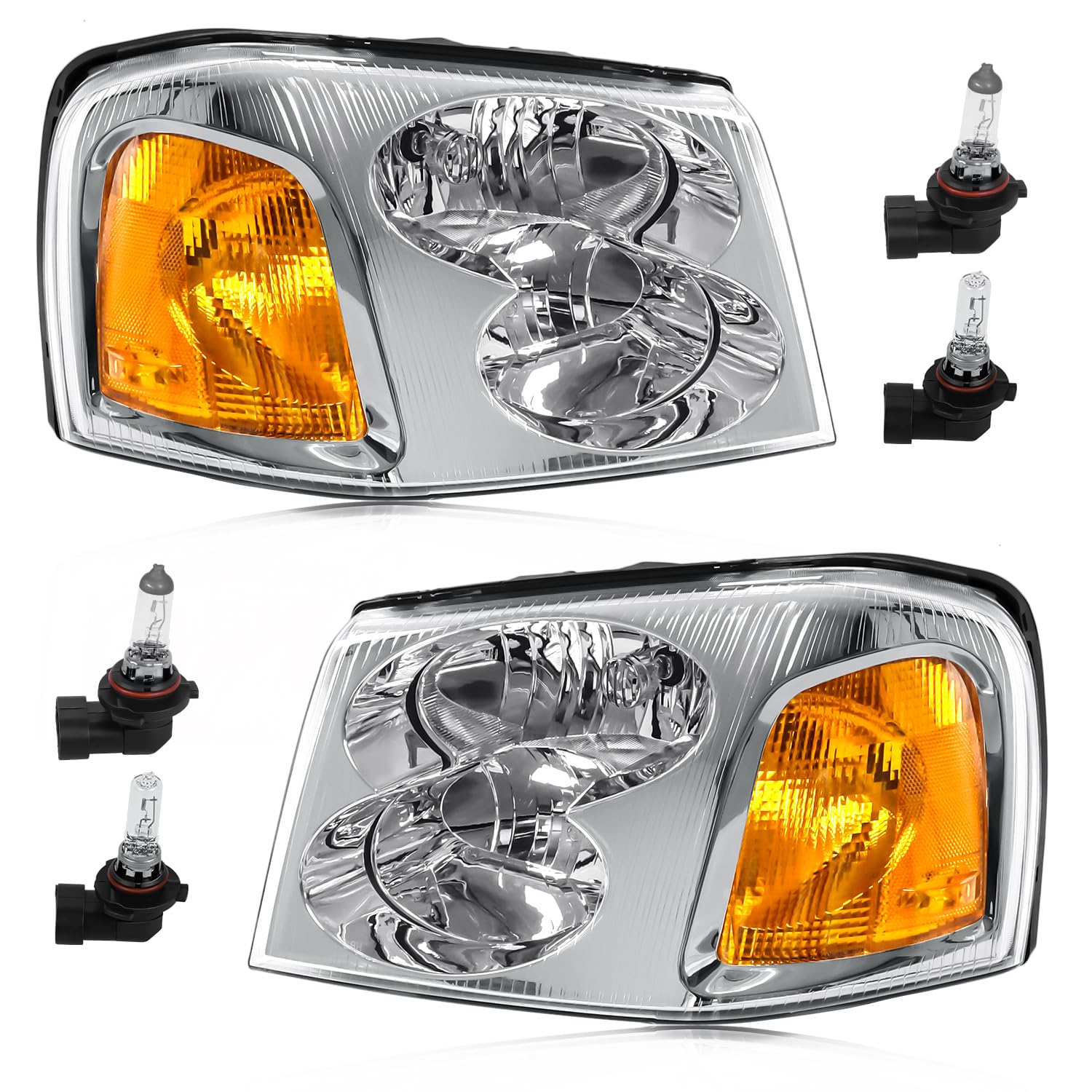 CLERYYE front view of both assemblies showing factory-style chrome and fit for GMC Envoy