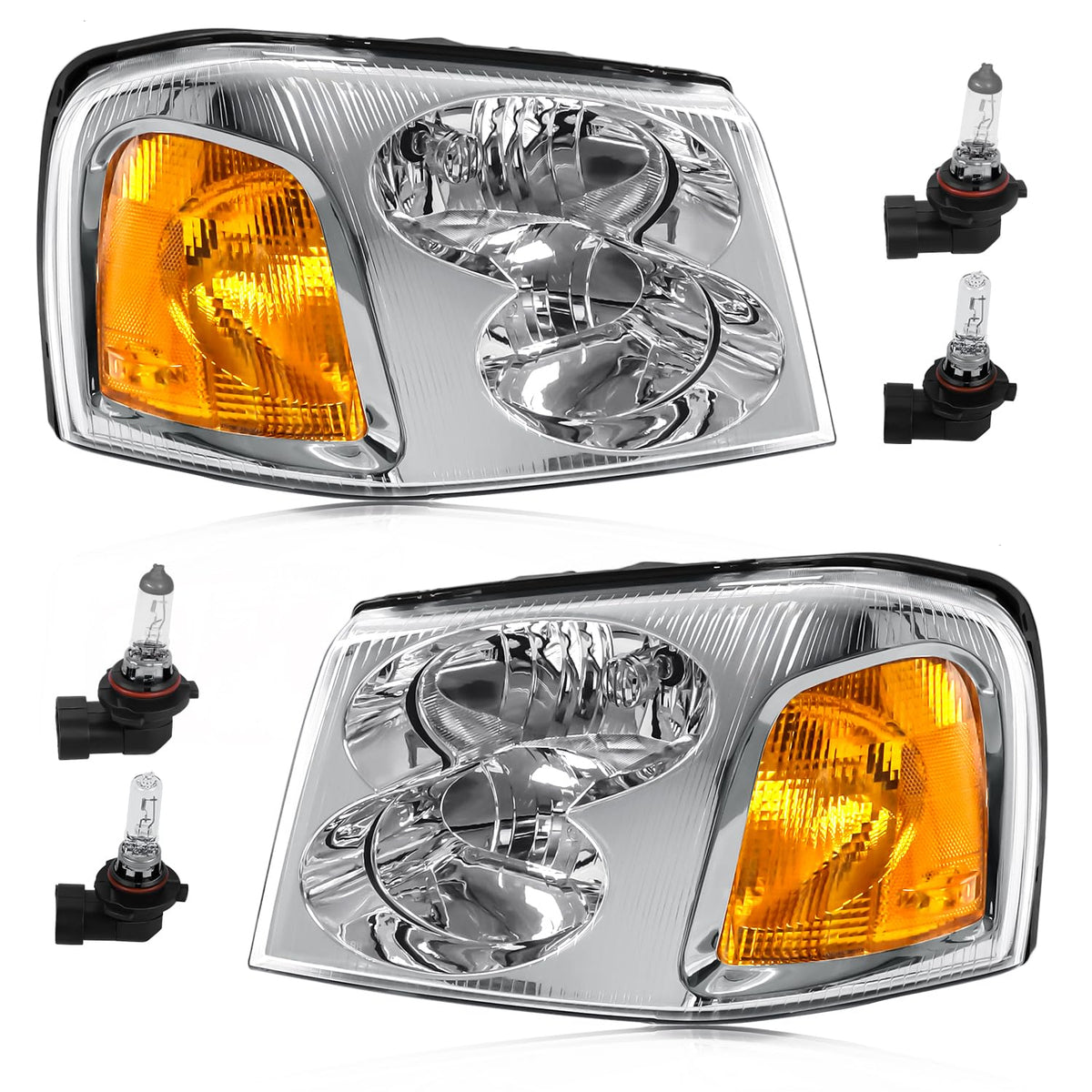 CLERYYE front view of both assemblies showing factory-style chrome and fit for GMC Envoy
