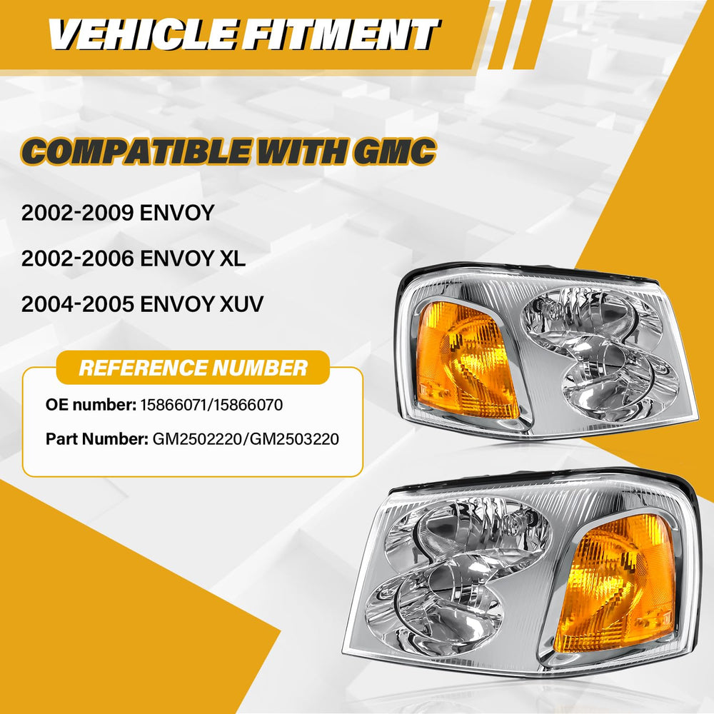 CLERYYE headlight installed on GMC Envoy illustrating direct bolt-on replacement benefit