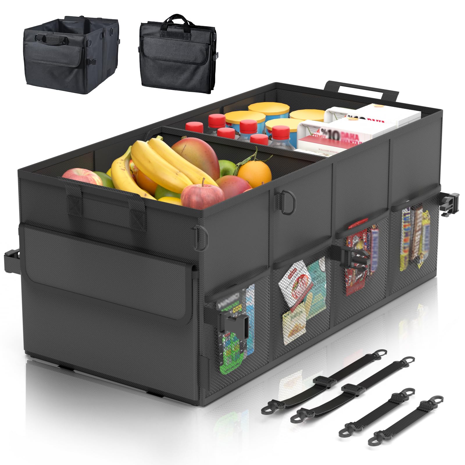 CLESOO front view showing sturdy cargo caddy and labels for durable benefit