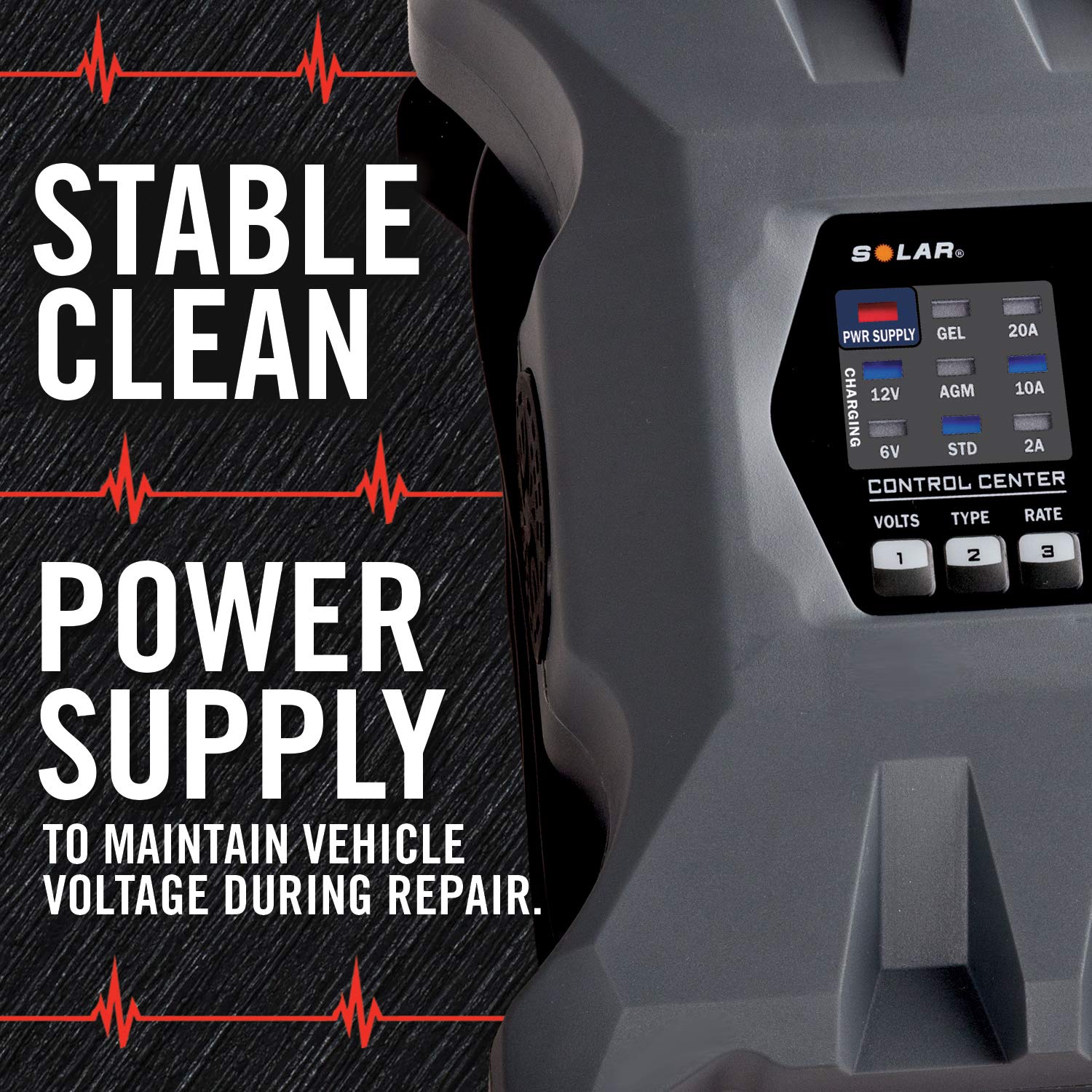 Clore Automotive PL2310 attached to vehicle battery providing stable power