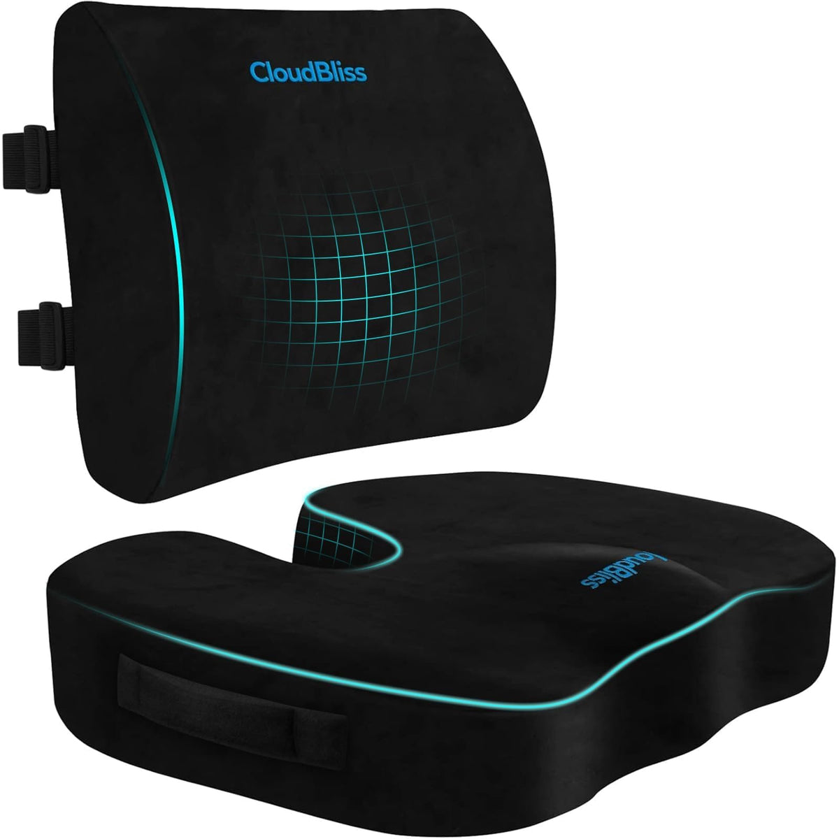 CloudBliss seat cushion front view showing supportive U-shape and comfort