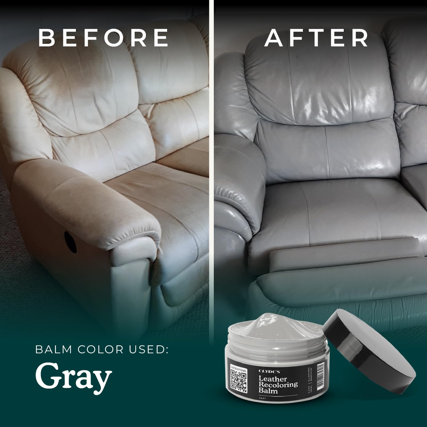 Clydes in-use on car seat illustrating restored upholstery color and renewed appearance