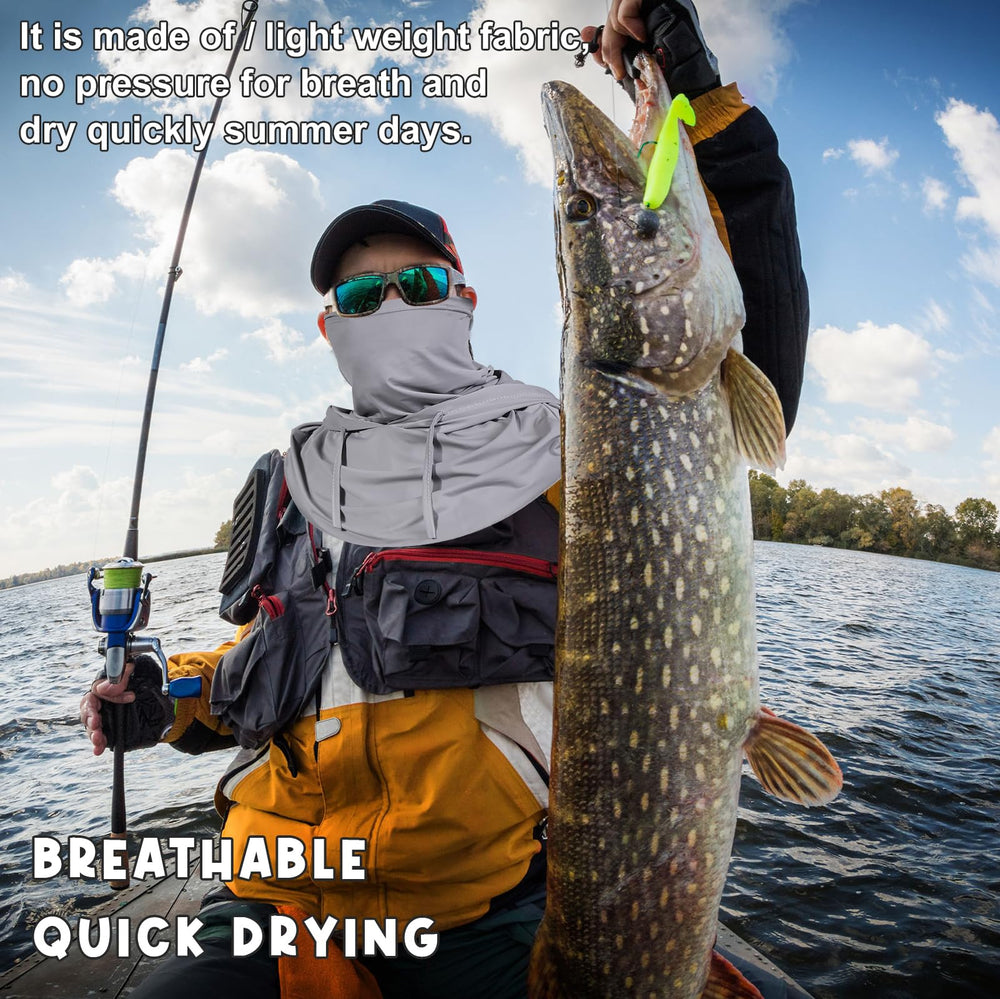 Cmonie balaclava in fishing lifestyle scene showing sun protection benefit