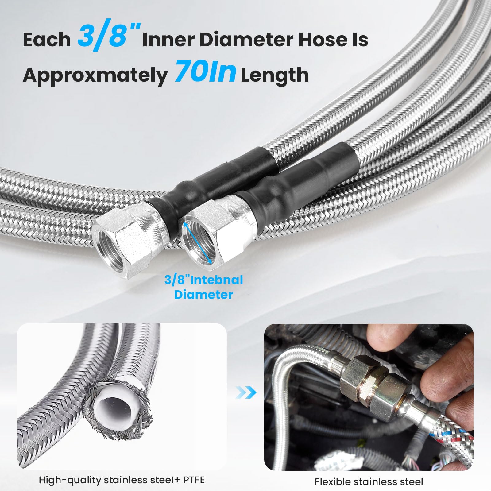 CMOOD braided line installed under hood demonstrating improved routing and cooling efficiency