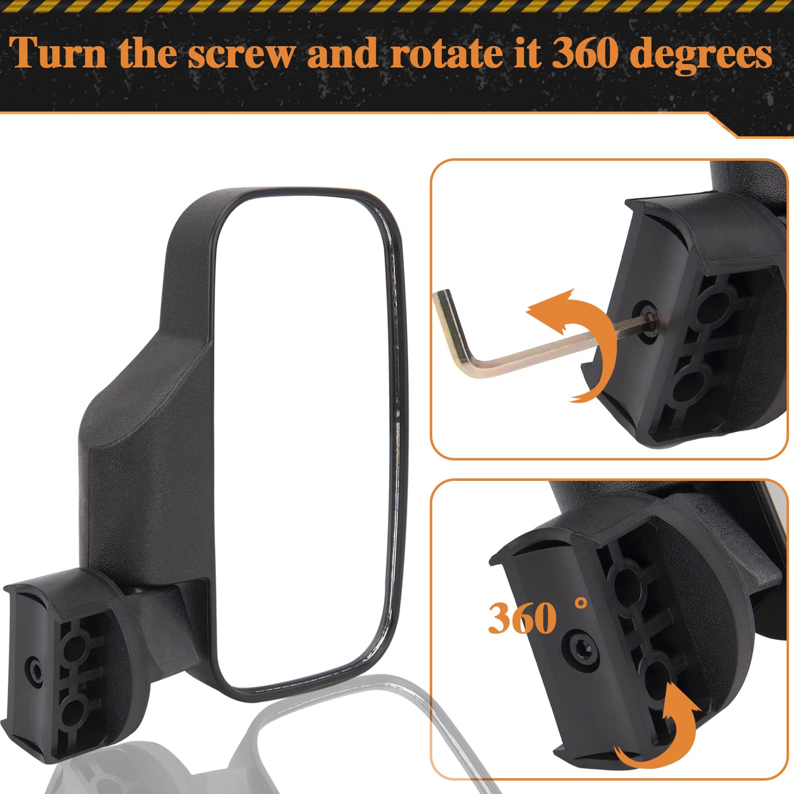 CMOOD mirror mounted on roll bar demonstrating secure fit and stability