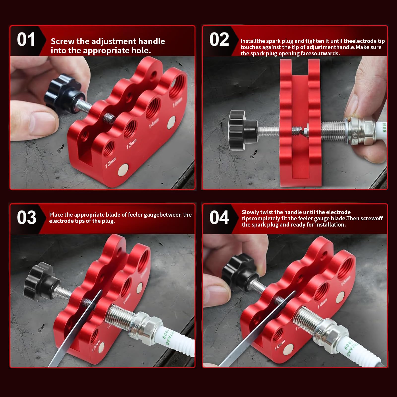 CNRAQR adapter with feeler gauge illustrating precise gap setting