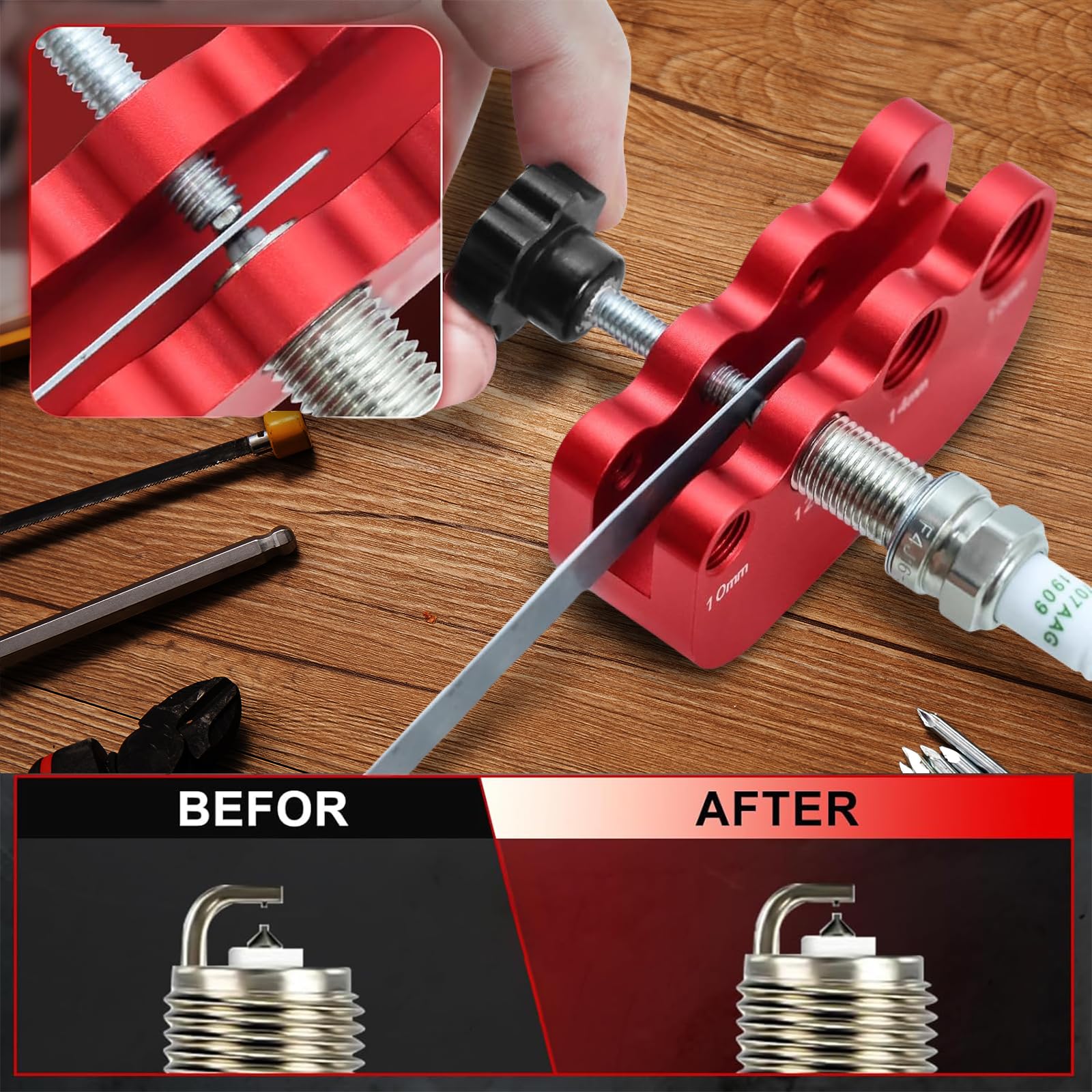 CNRAQR next to pliers showing compact size and toolbox readiness