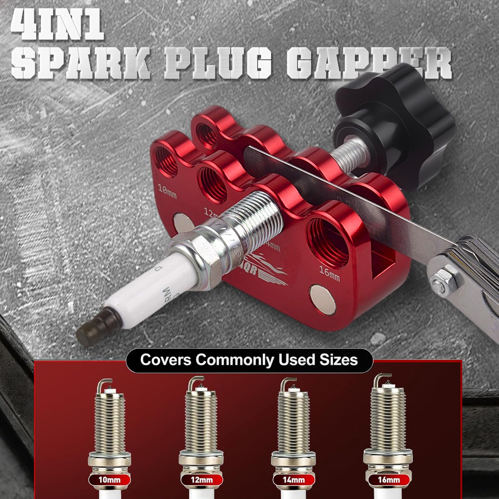 CNRAQR with spark plug mounted demonstrating easy gapping use