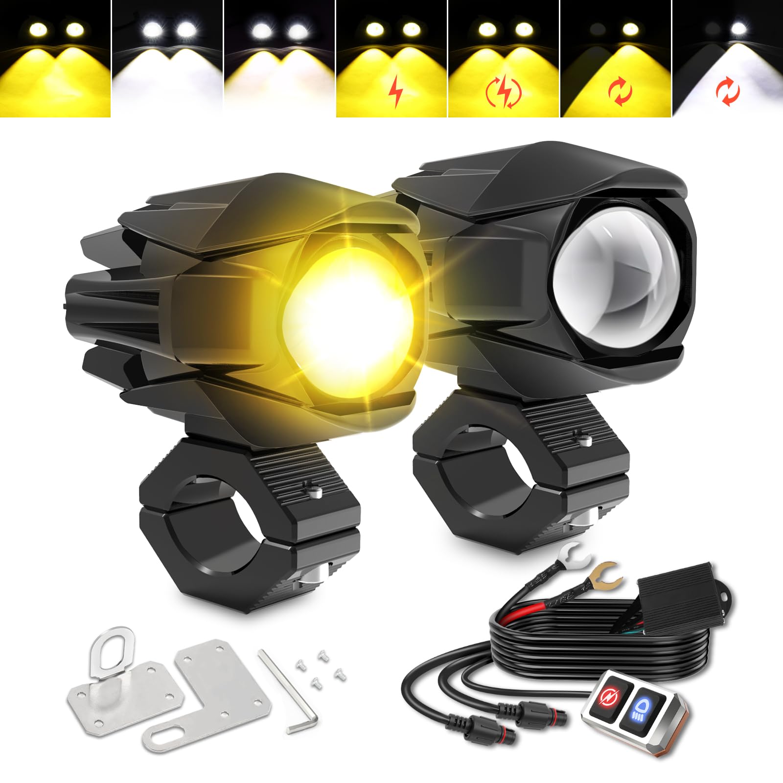 CO LIGHT installed on motorcycle in daytime, practical auxiliary lighting on road