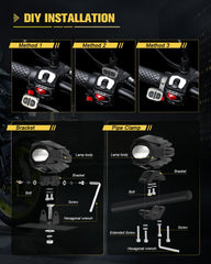 CO LIGHT white high beam illuminating a dark road, extended sight distance benefit