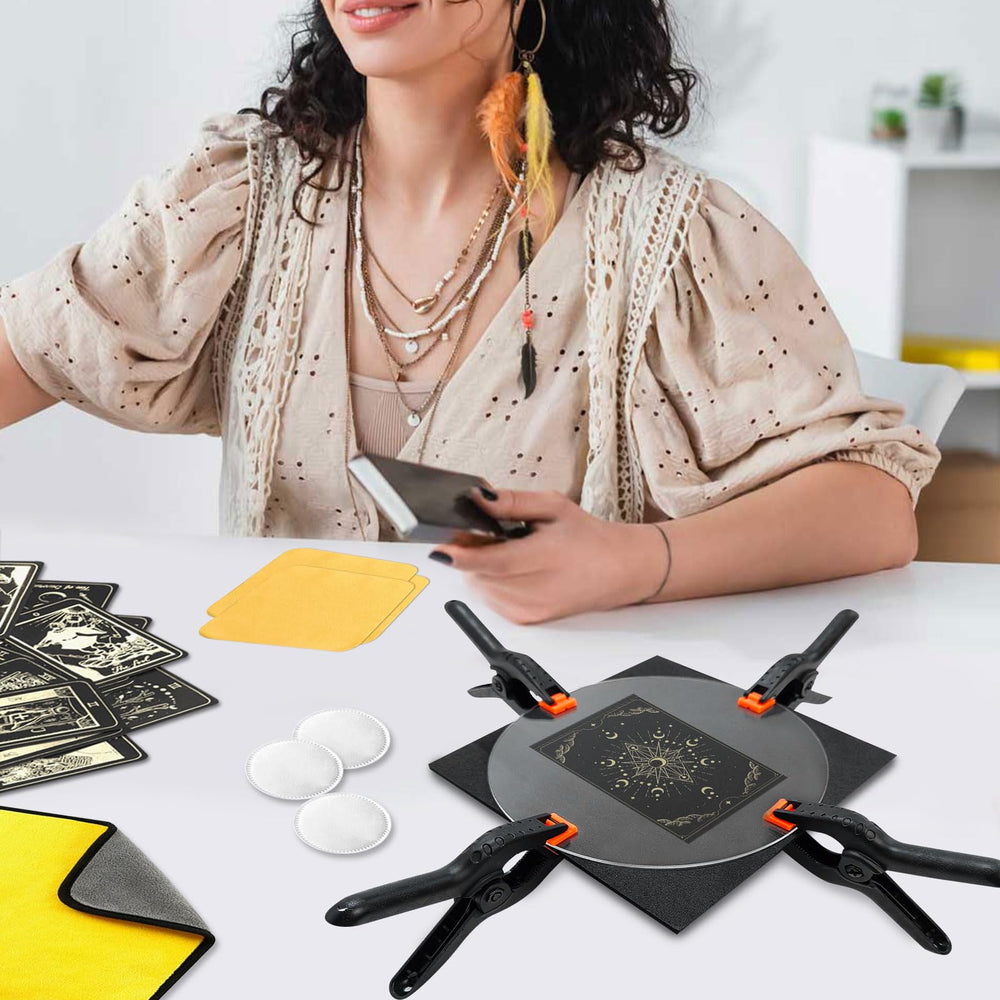 COARVXA lifestyle scene of collector using kit to preserve cards