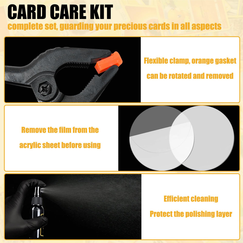 COARVXA magnifier and tweezers inspecting card details and quality