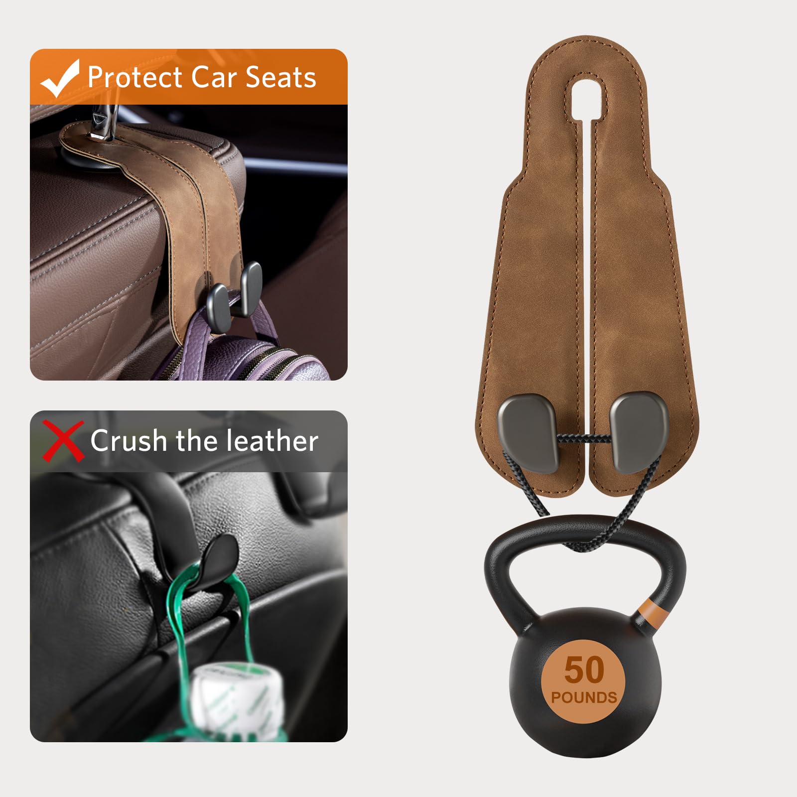 CoBak hidden bracket around headrest post showing stable, non-slip installation