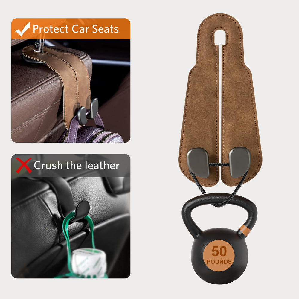 CoBak hidden bracket around headrest post showing stable, non-slip installation