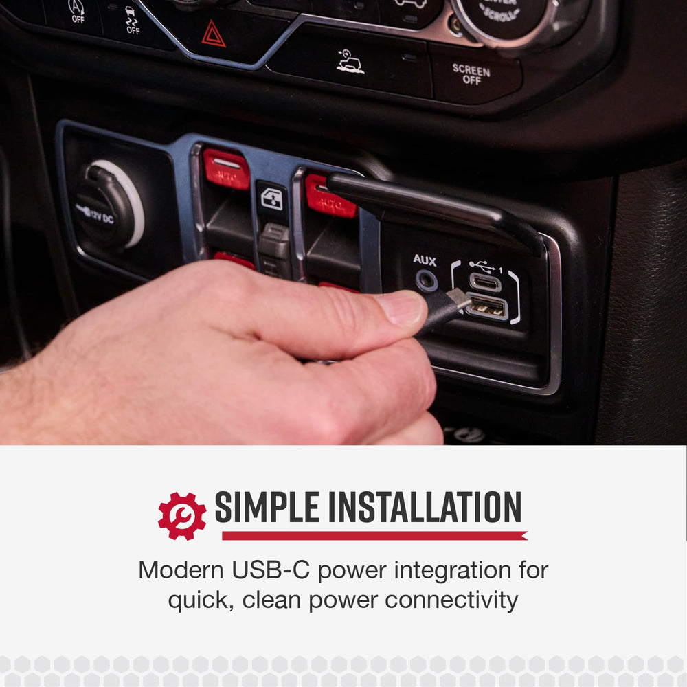 COBRA cable powering radar detector mounted on windshield for tidy install